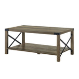 47" Oak Wood Coffee Table With Shelf