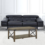 47" Oak Wood Coffee Table With Shelf