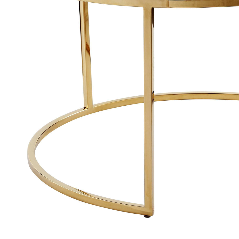 Set of Two Green Velvet and Gold Tufted Round Ottomans - Homeroots - Flyclothing LLC