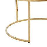 Set of Two Green Velvet and Gold Tufted Round Ottomans - Homeroots - Flyclothing LLC