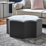33" Gray Linen Specialty Cocktail Ottoman