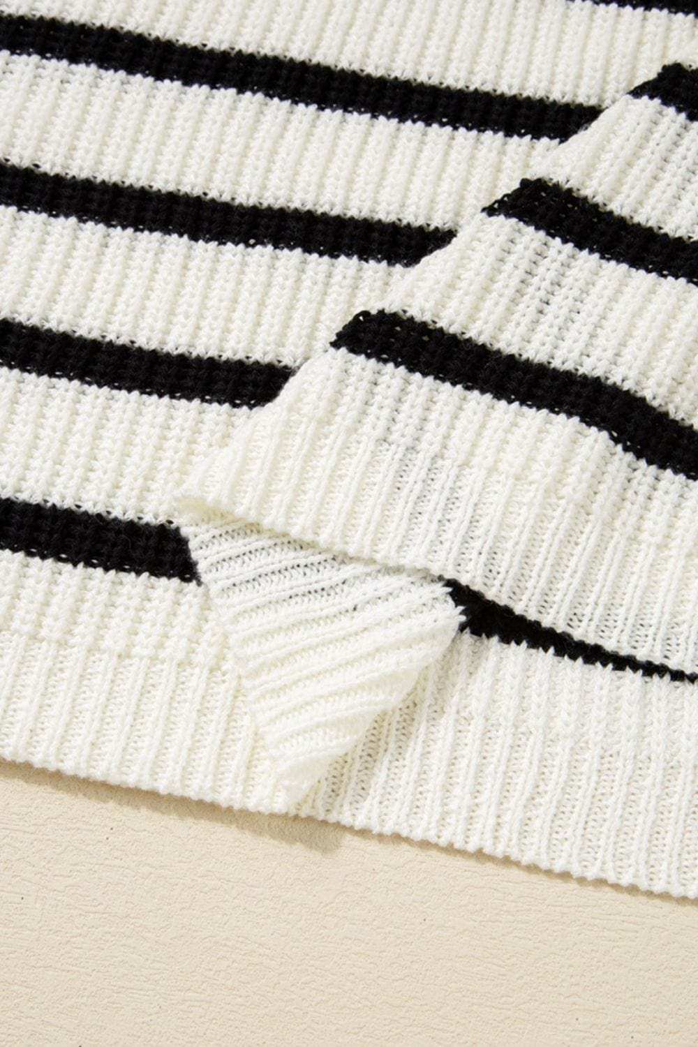 Contrast Striped Drawstring Detail Sleeveless Sweater Dress - Trendsi - Flyclothing LLC