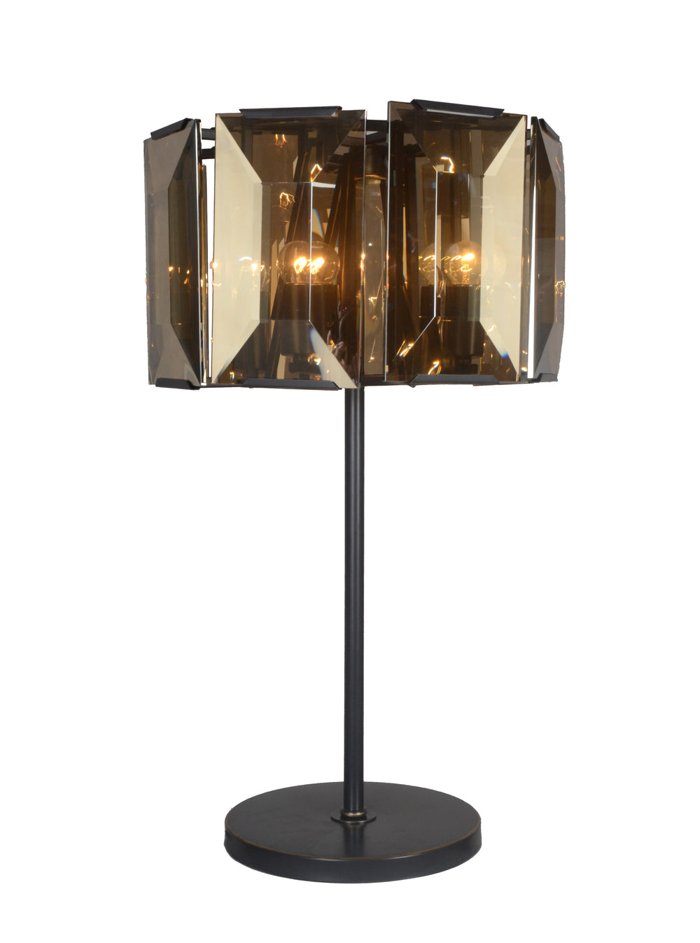 30" Bronze Metal Four Light Cylinder Bedside Table Lamp With Amber Round Shade - Homeroots - Flyclothing LLC