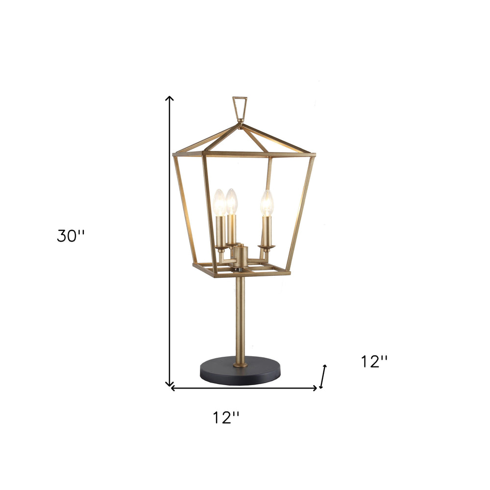 30" Black Iron Three Light Bedside Table Lamp - Homeroots - Flyclothing LLC