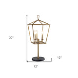 30" Black Iron Three Light Bedside Table Lamp - Homeroots - Flyclothing LLC