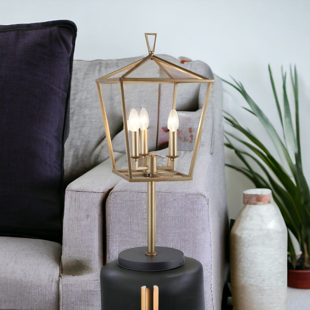 30" Black Iron Three Light Bedside Table Lamp - Homeroots - Flyclothing LLC