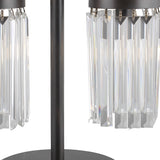 18" Black Iron Two Light Cylinder Bedside Table Lamp With Clear Cylinder Shade - Homeroots