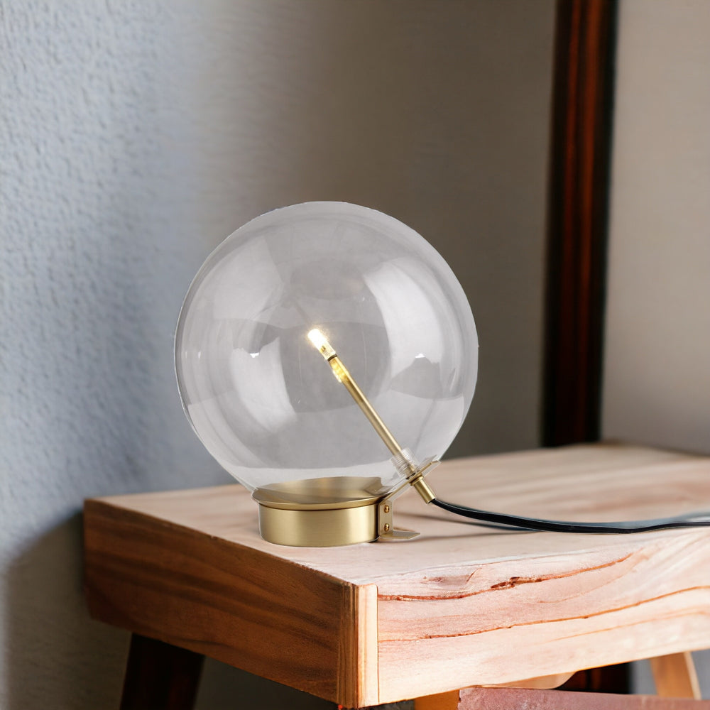 11" Brass Metal Globe Table Lamp - Homeroots - Flyclothing LLC