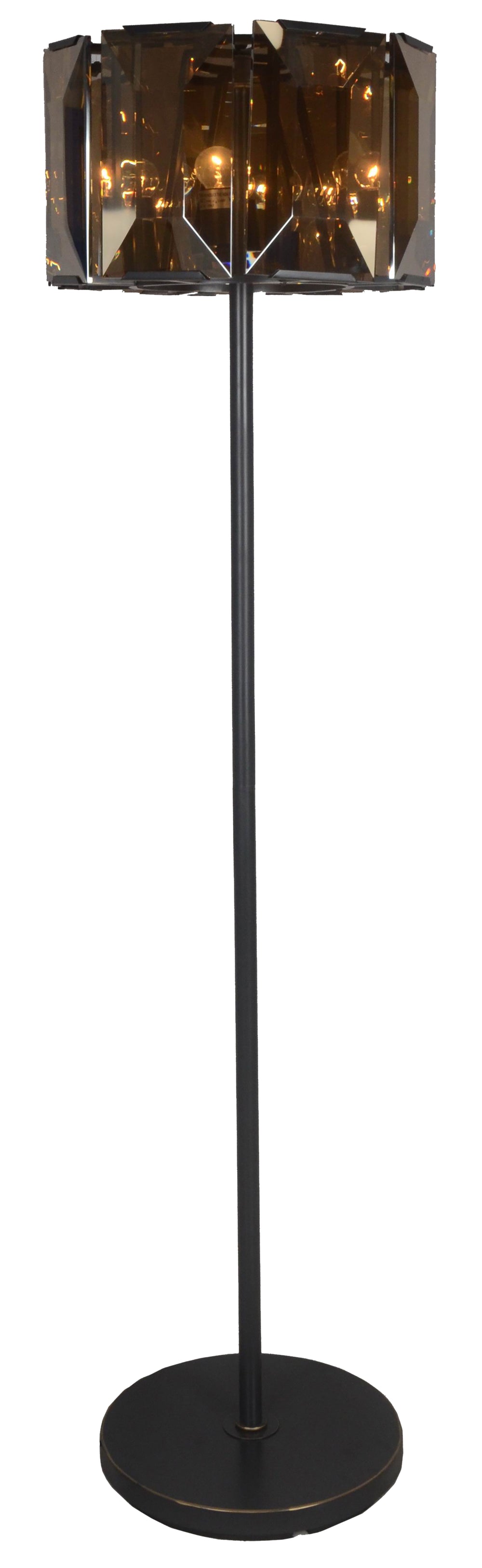 68" Dark Bronze Floor Lamp With Amber Solid Color Beveled Glass Drum Shade - Homeroots - Flyclothing LLC