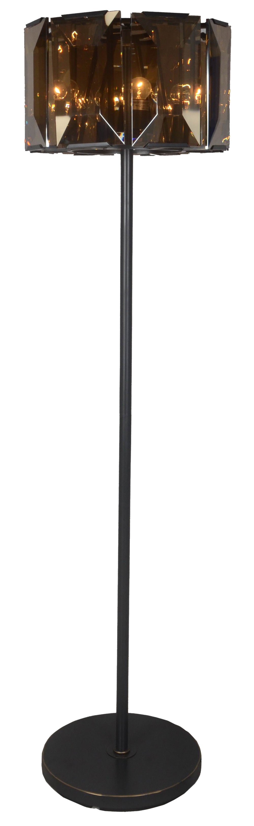 68" Dark Bronze Floor Lamp With Amber Solid Color Beveled Glass Drum Shade - Homeroots - Flyclothing LLC