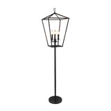 64" Black Three Light Floor Lamp With Black Geometric Shade - Homeroots - Flyclothing LLC