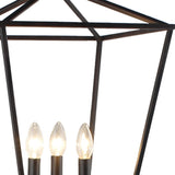 64" Black Three Light Floor Lamp With Black Geometric Shade - Homeroots - Flyclothing LLC