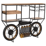 Brown and Black Metal And Solid Wood Bar Cart With Wine Storage - Homeroots - Flyclothing LLC