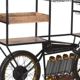 Brown and Black Metal And Solid Wood Bar Cart With Wine Storage - Homeroots - Flyclothing LLC