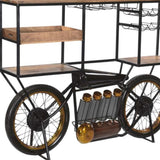 Brown and Black Metal And Solid Wood Bar Cart With Wine Storage - Homeroots - Flyclothing LLC