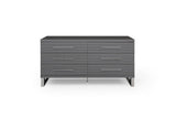 59" Grey Solid And Manufactured Wood Six Drawer Dresser