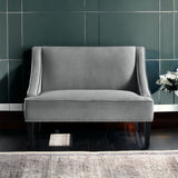 45" Light Gray And Black Upholstered Linen Bench - Homeroots - Flyclothing LLC