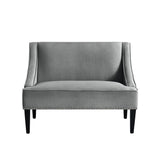 45" Light Gray And Black Upholstered Linen Bench - Homeroots - Flyclothing LLC