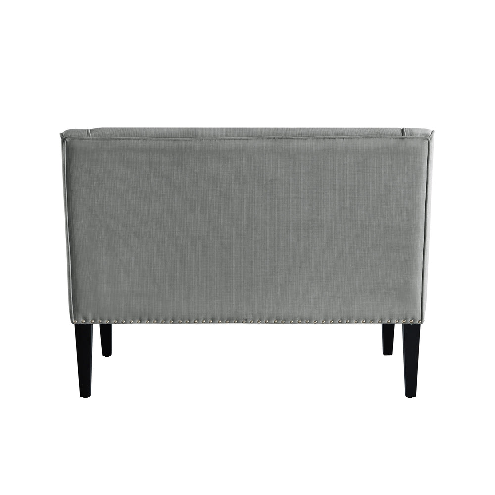 45" Light Gray And Black Upholstered Linen Bench - Homeroots - Flyclothing LLC
