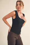 Aemi + Co Exposed Seam Ribbed Wide Strap Tank - Trendsi - Flyclothing LLC