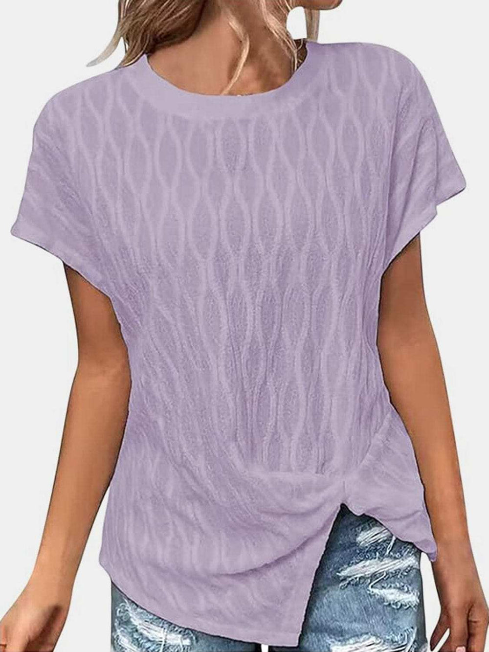 Full Size Round Neck Short Sleeve T-Shirt - Trendsi - Flyclothing LLC