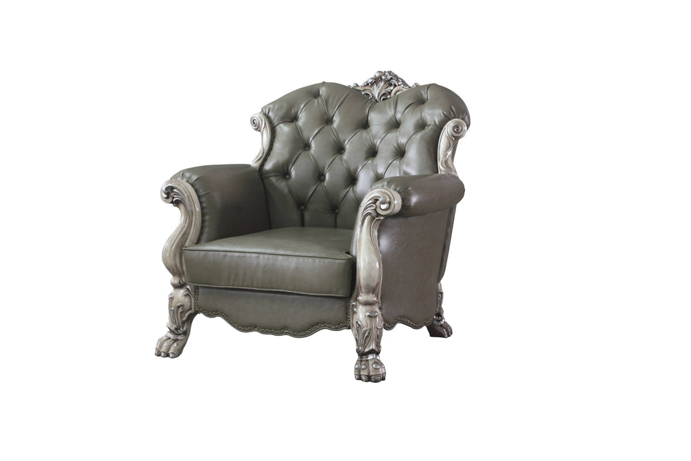 45" Champagne Faux Leather Arm Chair