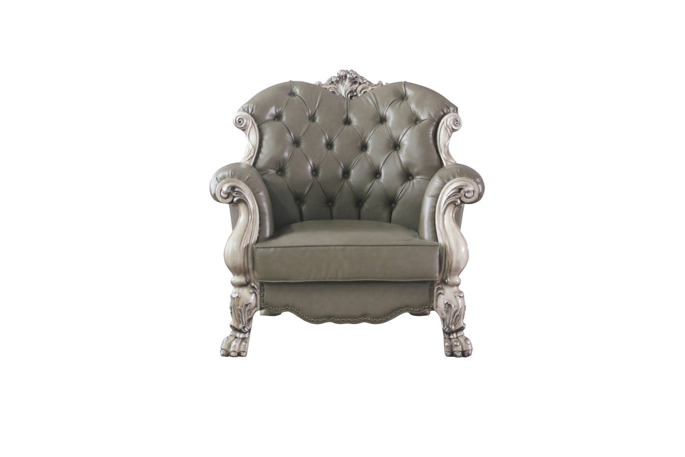 45" Champagne Faux Leather Arm Chair