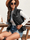 Collared Neck Sleeveless Denim Jacket - Trendsi - Flyclothing LLC