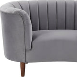 52" Gray and Black Velvet Striped Arm Chair