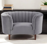 52" Gray and Black Velvet Striped Arm Chair