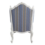 31" Blue and White Fabric Striped Wingback Chair And Toss Pillow