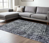 8' X 11' Silver And Charcoal Striped Hand Loomed Area Rug - Homeroots - Flyclothing LLC