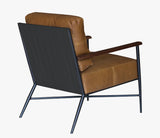 24" Brown Top Grain Leather And Black Solid Color Arm Chair - Homeroots - Flyclothing LLC