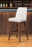 Beige And Brown Solid Wood Swivel Bar Height Bar Chair - Homeroots - Flyclothing LLC