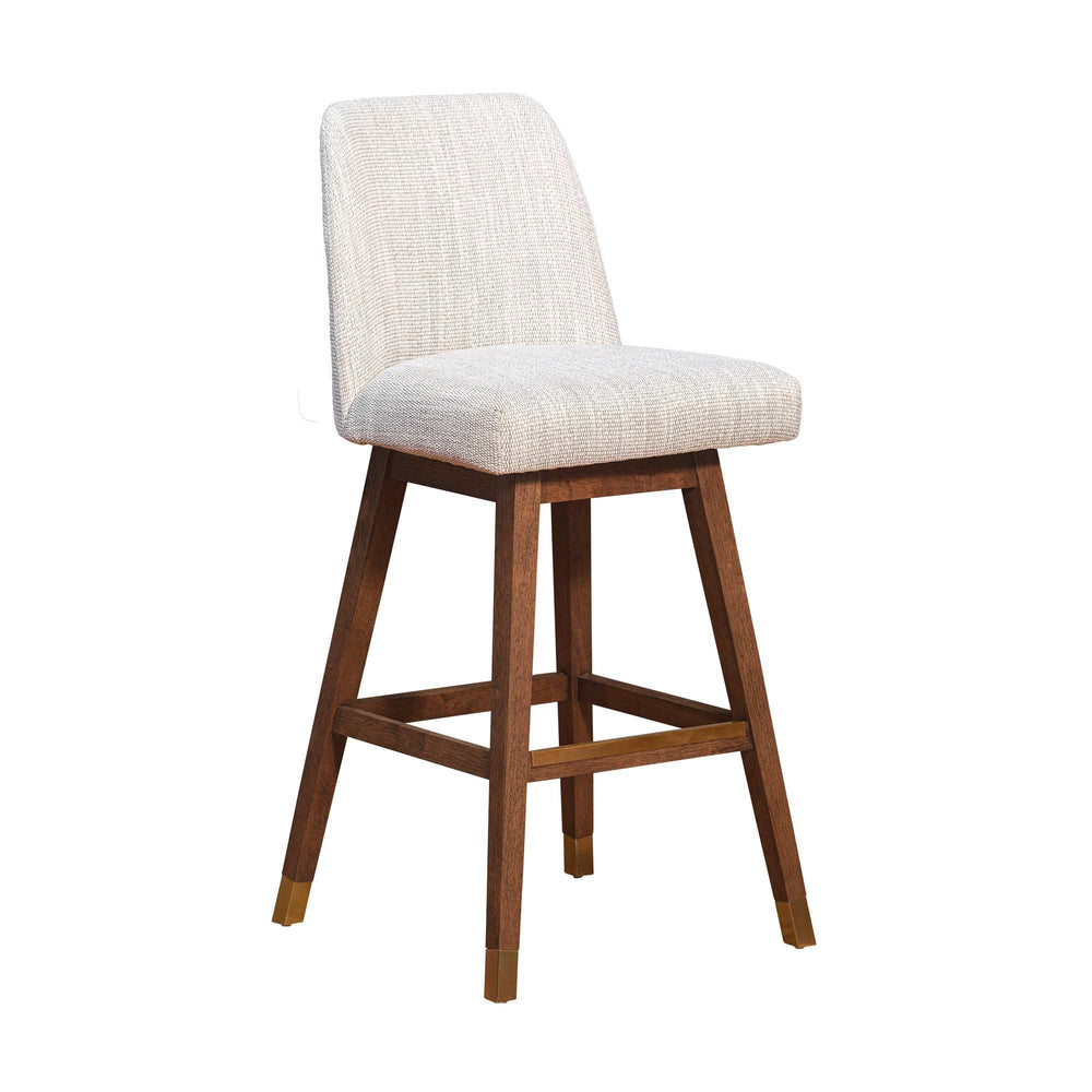 Beige And Brown Solid Wood Swivel Bar Height Bar Chair - Homeroots - Flyclothing LLC
