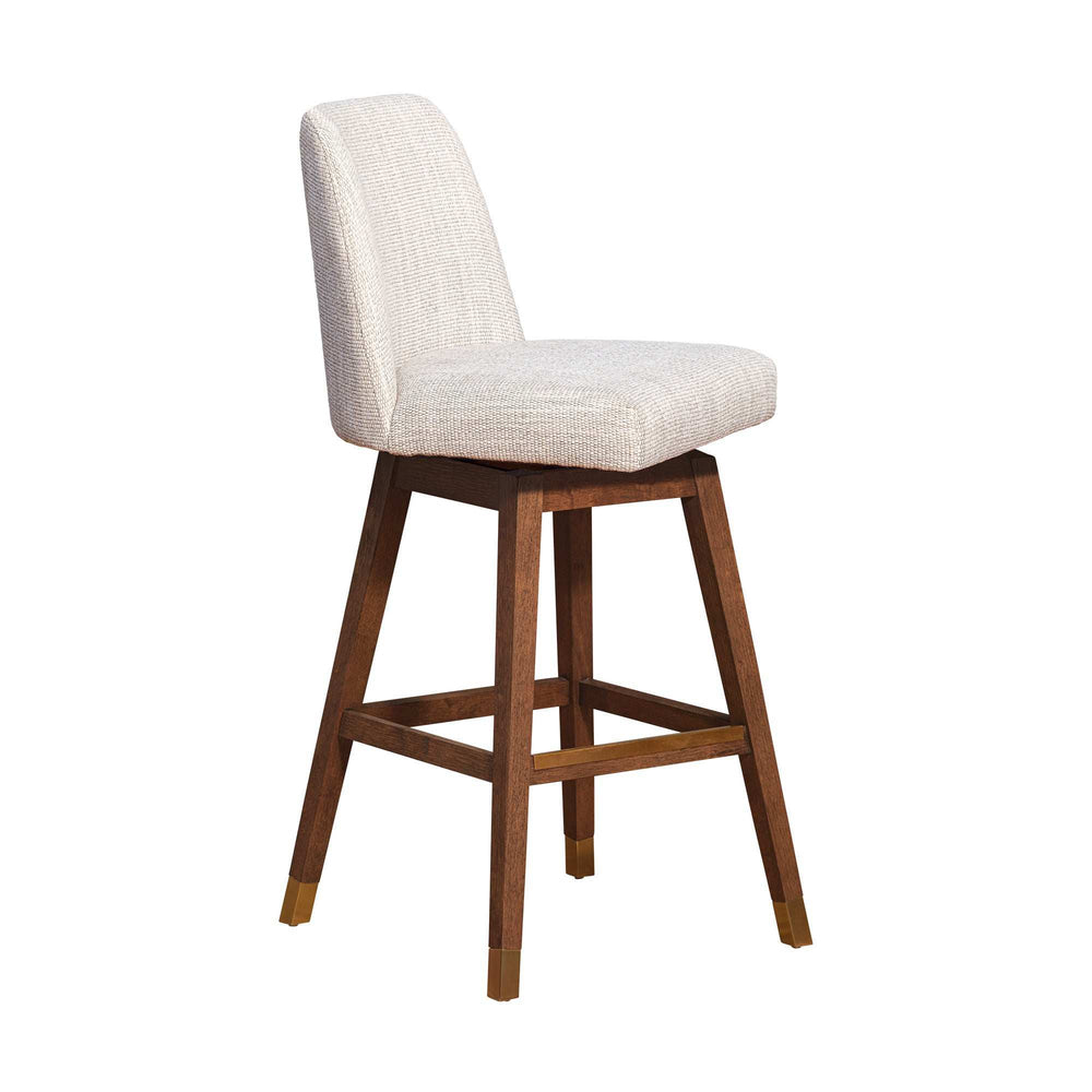 Beige And Brown Solid Wood Swivel Bar Height Bar Chair - Homeroots - Flyclothing LLC