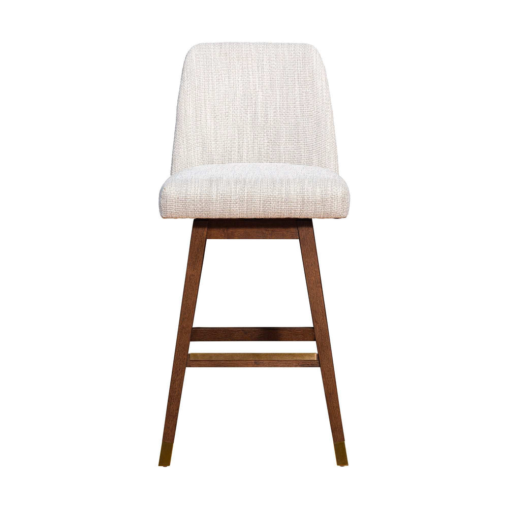 Beige And Brown Solid Wood Swivel Bar Height Bar Chair - Homeroots - Flyclothing LLC