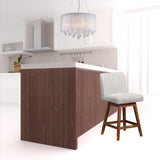 26" Beige And Brown Solid Wood Swivel Bar Height Bar Chair