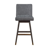 30" Gray and Brown Solid Wood Swivel Bar Chair