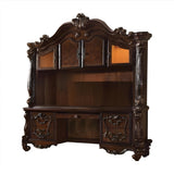 76" Dark Brown Wood Peninsula Credenza Desk With Four Cabinets Three Drawers - Homeroots - Flyclothing LLC