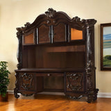 76" Dark Brown Wood Peninsula Credenza Desk With Four Cabinets Three Drawers - Homeroots - Flyclothing LLC