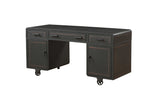 63" Gray Metal Executive Desk With Two Cabinets Three Drawers - Homeroots - Flyclothing LLC