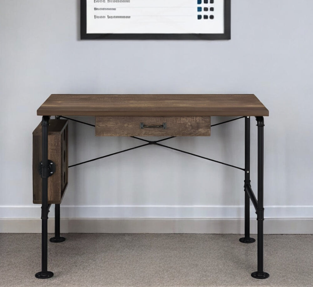 39" Brown and Black Writing Desk - Homeroots - Flyclothing LLC