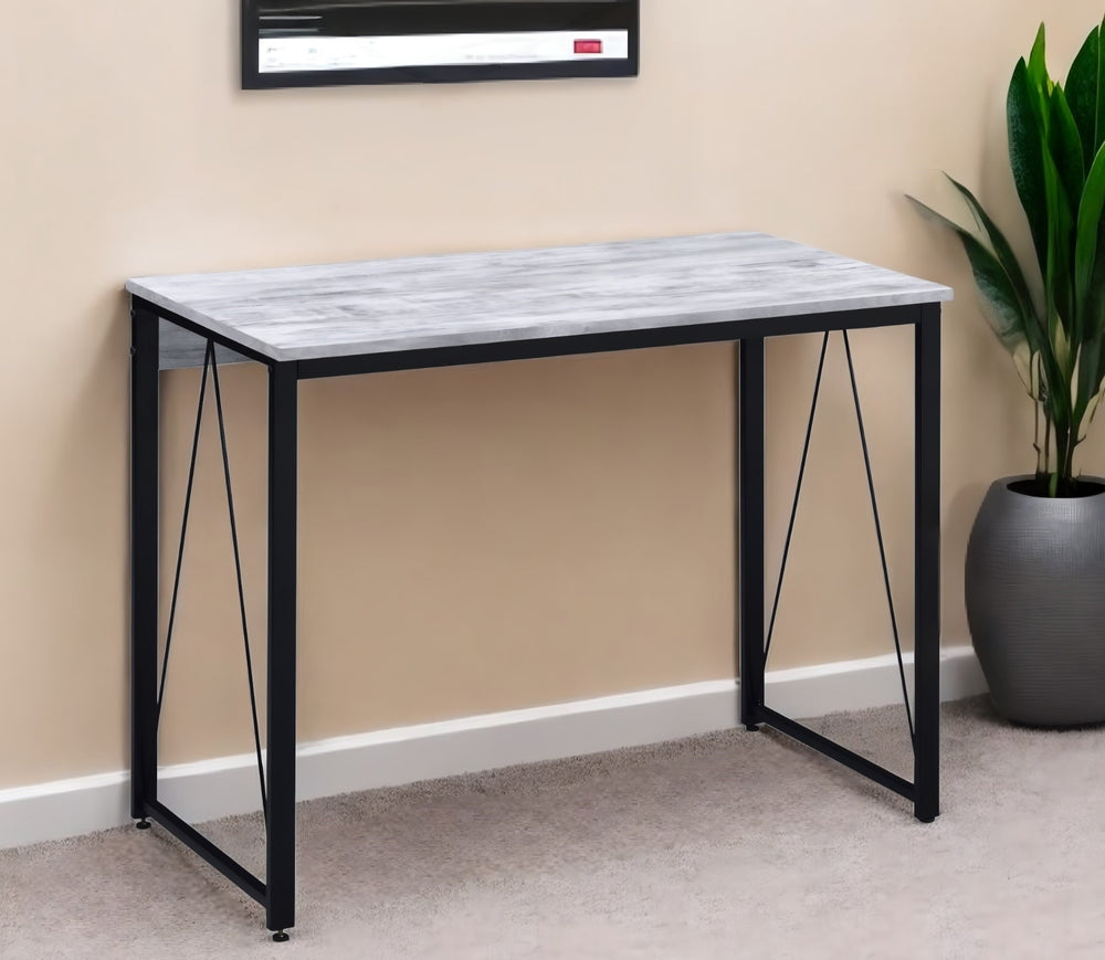 35" Antiqued White and Black Writing Desk - Homeroots - Flyclothing LLC