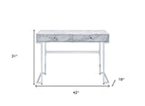 42" White Writing Desk With Two Drawers - Homeroots - Flyclothing LLC