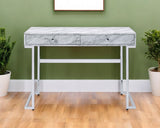 42" White Writing Desk With Two Drawers - Homeroots - Flyclothing LLC