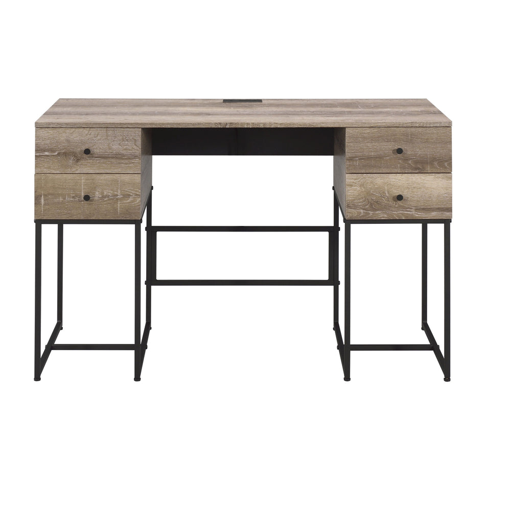 47" Brown and Black Writing Desk With Four Drawers - Homeroots - Flyclothing LLC