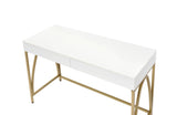 50" White and Gold Writing Desk With Two Drawers - Homeroots - Flyclothing LLC