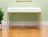50" White and Gold Writing Desk With Two Drawers - Homeroots - Flyclothing LLC