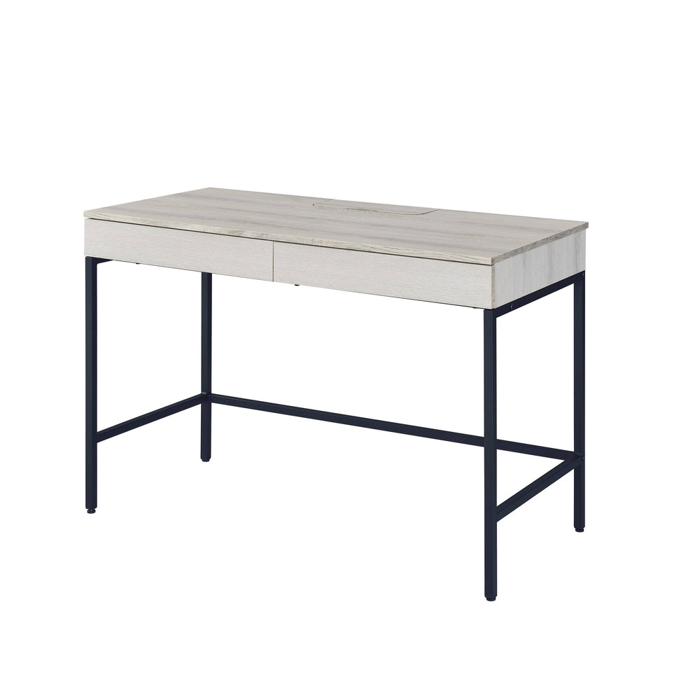 42" Natural and Black Writing Desk With Two Drawers - Homeroots - Flyclothing LLC